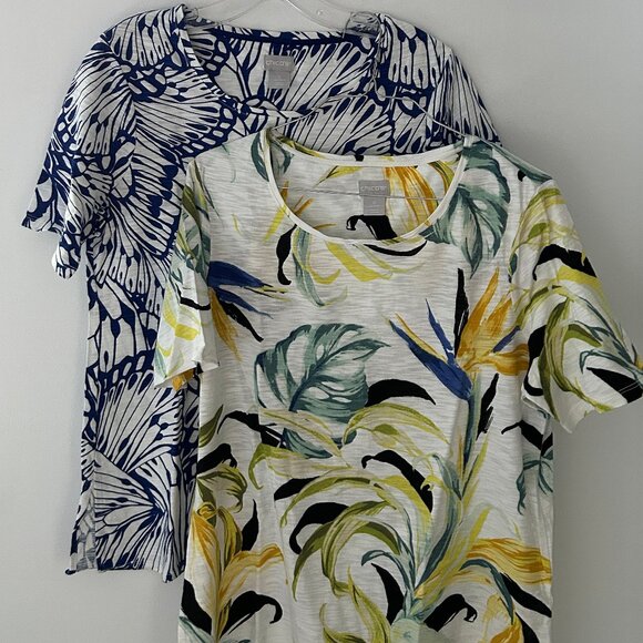CHICO'S Lot of 2 S/S Women's T-Shirts Tops Floral Spring Prints SZ 0 (Small) - Picture 3 of 6